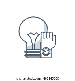 bulb light with business icon vector illustration design