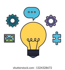 bulb light with business icons
