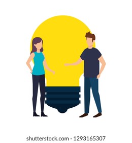 bulb light with business person