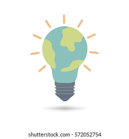 Bulb light with earth planet icon. Earth world planet.