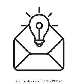 bulb light with envelope line style icon vector illustration design