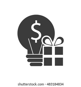 bulb light with finance icon vector illustration design