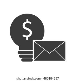 bulb light with finance icon vector illustration design