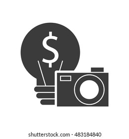 bulb light with finance icon vector illustration design