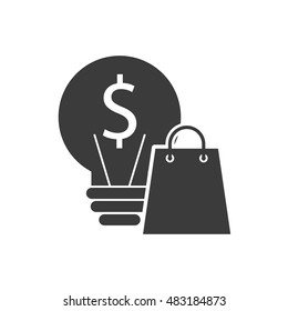 bulb light with finance icon vector illustration design