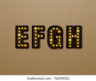 bulb light font on wood pattern vector illustration