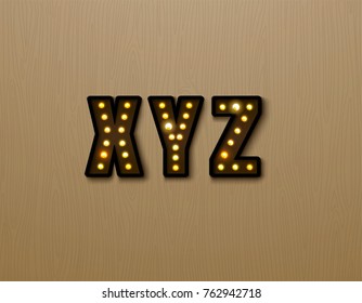 bulb light font on wood pattern vector illustration