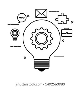 bulb light with gear and set icons