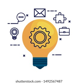 bulb light with gear and set icons