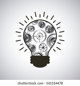 bulb light with gears icon over white background. colorful design. vector illustration
