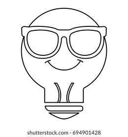 bulb light with glasses kawaii character