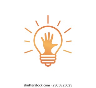  Bulb light hand logo sign