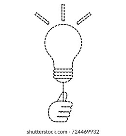 bulb light with hand on