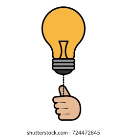 bulb light with hand on