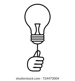 bulb light with hand on