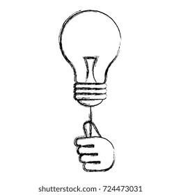 bulb light with hand on