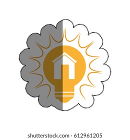 bulb light with house drawing icon