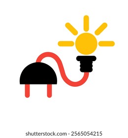 Bulb light icon flat vector, a line icon clip art sticker