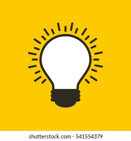 bulb light icon over yellow background. colorful design. vector illustration