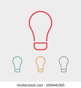 bulb, light icon vector illustration. Linear symbol with thin outline. The thickness is edited. Minimalist style.