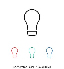 bulb, light icon vector illustration. Linear symbol with thin outline. The thickness is edited. Minimalist style.