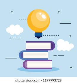 bulb light idea with books
