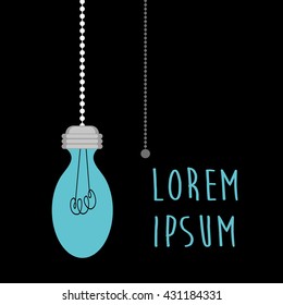 Bulb light idea. concept of big ideas inspiration innovation, invention, effective thinking. text