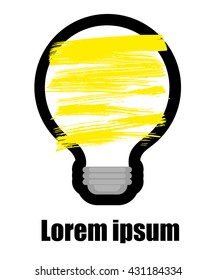 Bulb light idea. concept of big ideas inspiration innovation, invention, effective thinking. text