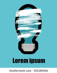 Bulb light idea. concept of big ideas inspiration innovation, invention, effective thinking. text