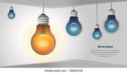 Bulb light idea. concept of big ideas inspiration innovation, invention, effective thinking. Eps10 vector abstract background for your design