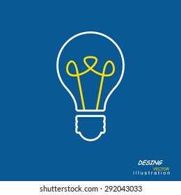 Bulb light idea. concept of ideas inspiration innovation. Blue Background