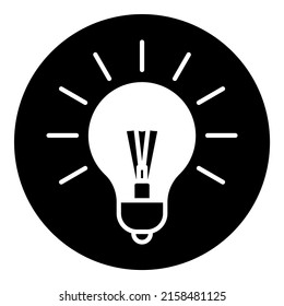 Bulb Light Idea Flat Icon Isolated On White Background