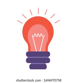 diseño de ilustración vectorial de estilo plano de la idea luminosa de la bombilla