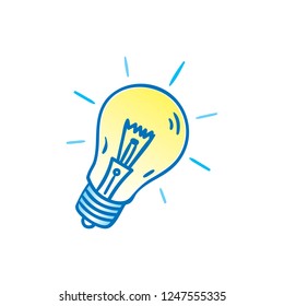 bulb with light, bulb idea hand drawing vector
