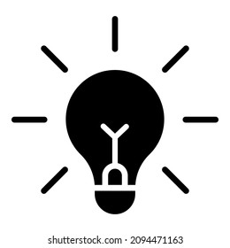 Bulb Light Idea Lightbulb Glyph Flat Icon Isolated On White Background