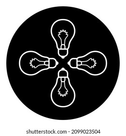 Bulb Light Idea Lightbulb Glyph Flat Icon Isolated On White Background