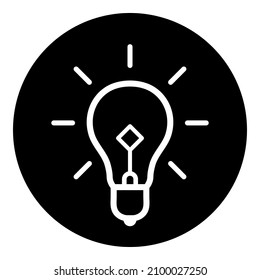 Bulb Light Idea Lightbulb Glyph Flat Icon Isolated On White Background