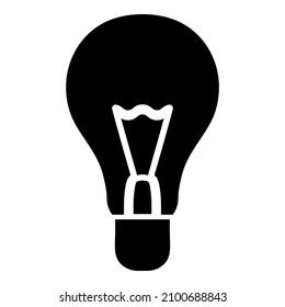 Icono plano de glifo bombilla de luz de bombilla aislado en fondo blanco