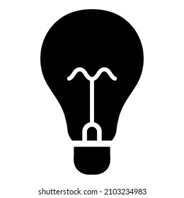 Icono plano de glifo bombilla de luz de bombilla aislado en fondo blanco