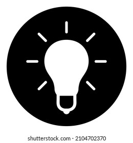 Icono plano de glifo bombilla de luz de bombilla aislado en fondo blanco