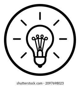 Bulb Light Idea Lightbulb Shine Flat Icon Isolated On White Background