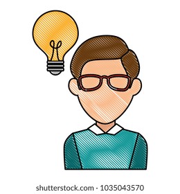 bulb light idea with man