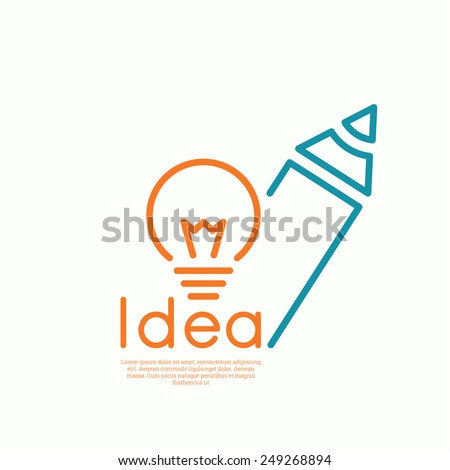 Bulb light idea and pencil. concept  of ideas inspiration innovation, invention, effective thinking. 