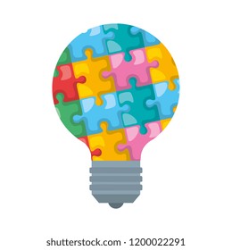 bulb light idea with puzzle pieces