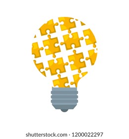 bulb light idea with puzzle pieces