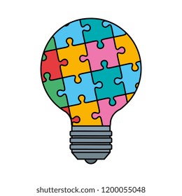 bulb light idea with puzzle pieces