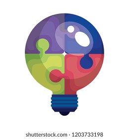bulb light idea with puzzle pieces