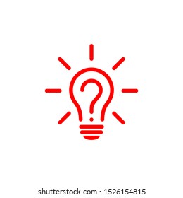 Bulb Light Idea Red Line Vector Icon