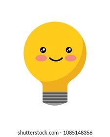 bulb light idea with smile kawaii character