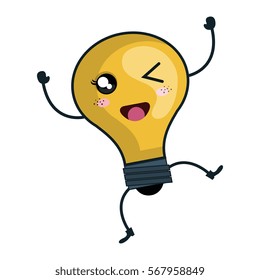bulb light kawaii character